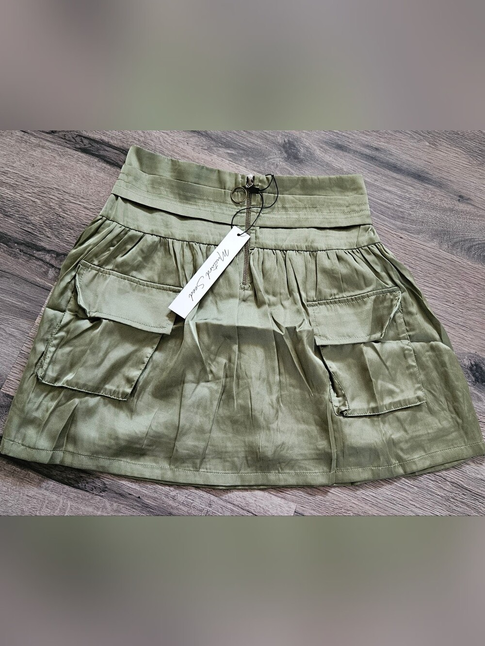 Mustard Seed Olive Green Cargo Pocket Mini Skirt